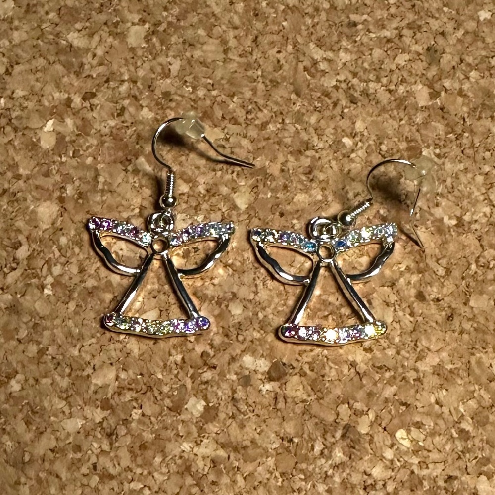 Gemstone Angel Earrings